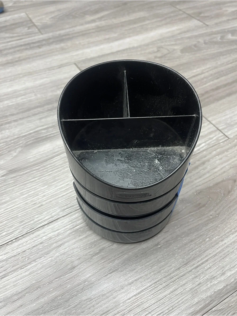 Black Plastic Desk Organizer with Divided Compartments